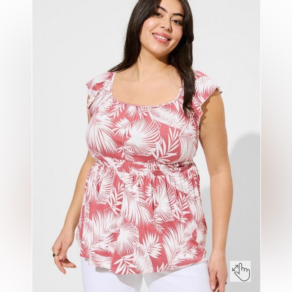 NWT Torrid Super Soft Square Neck Cinched Waist Babydoll Tank Size1x Dusty Rose - Picture 3 of 11